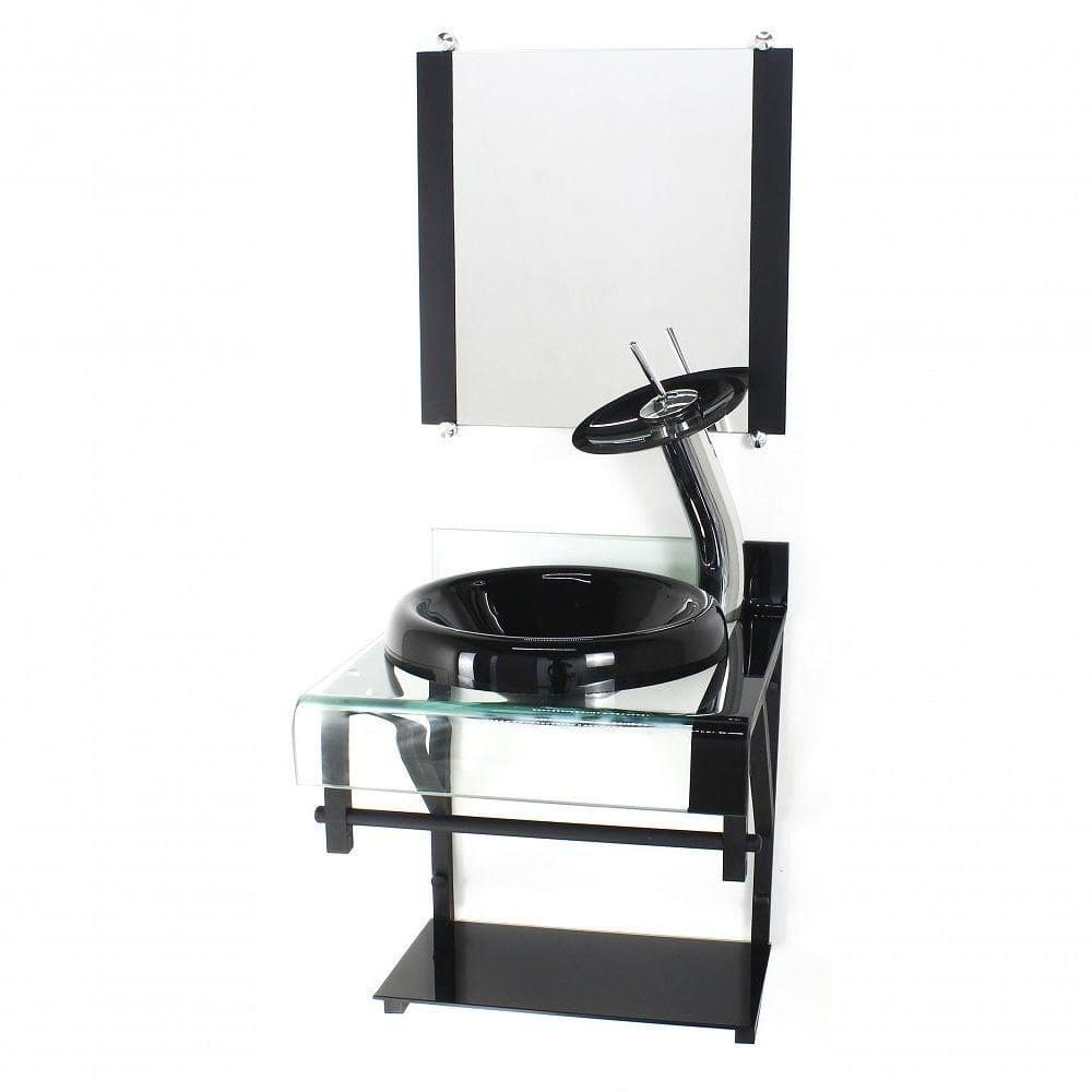 Gabinete De Vidro 40cm Cuba Chapéu Preto