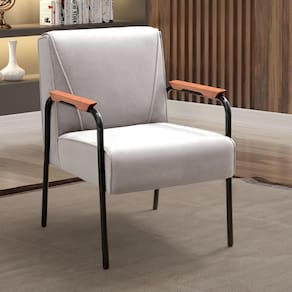 Poltrona Decorativa para Sala de Estar, Recepção Jade Bege Claro