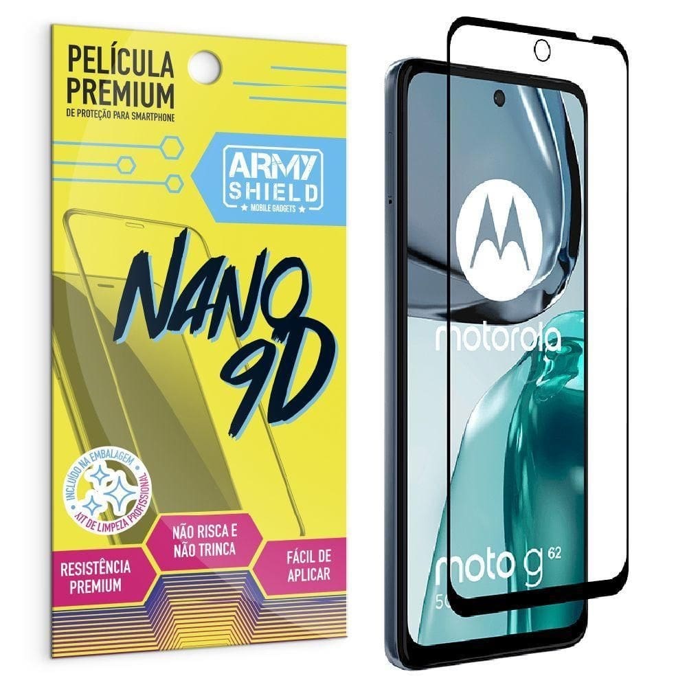 Película moto g62 nano 9d armyshield