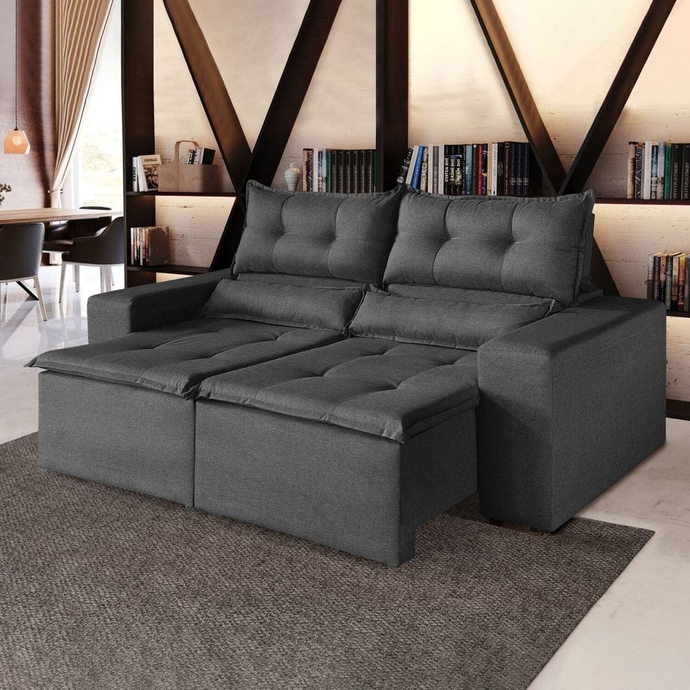 Sofá Retrátil e Reclinável 2 Lugares 196cm Firenze Kasacomigo Estofados Cinza