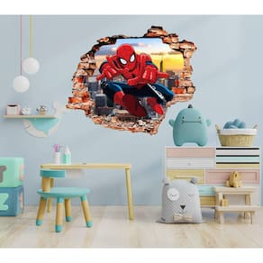 Adesivo De Parede Buraco Falso Homem Aranha Mod07