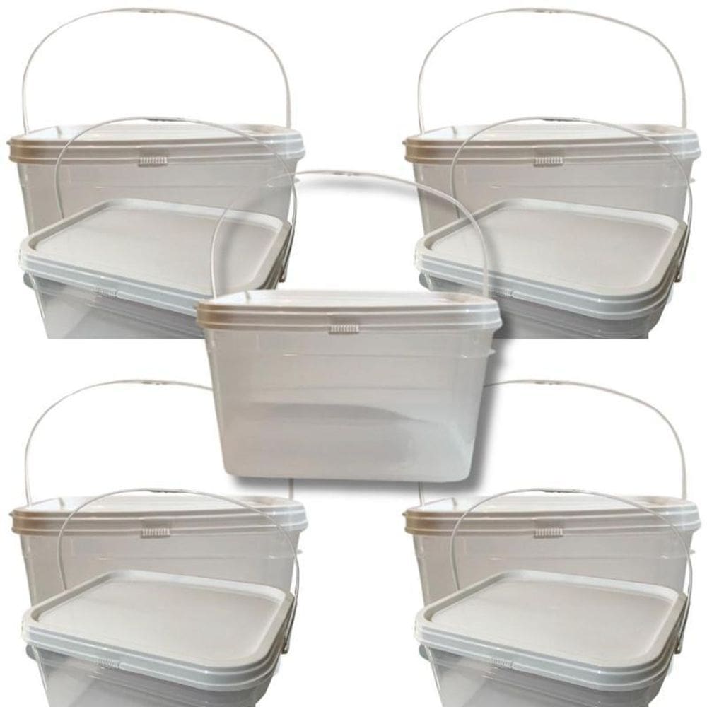 Balde alça plastica whey vazio transparente 2.4l 05 pçs