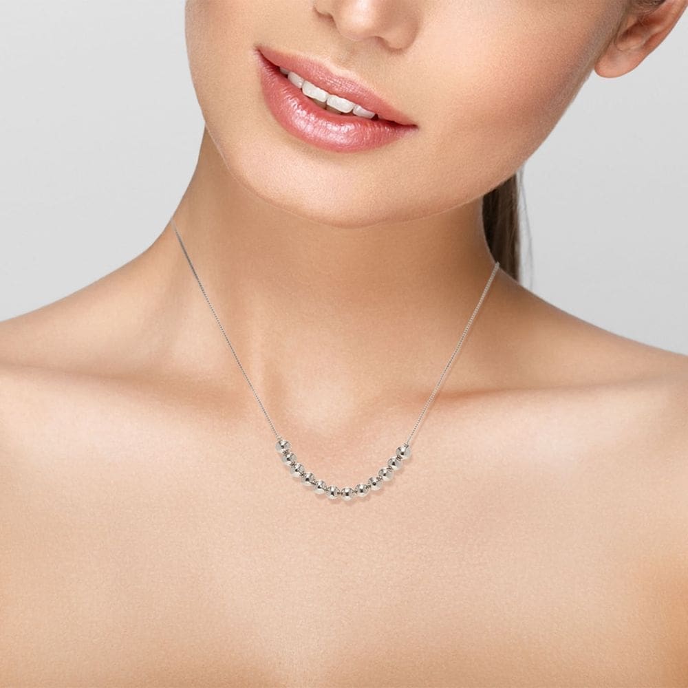 Gargantilha Bolas Em Prata 925 Com Ródio 40-45Cm