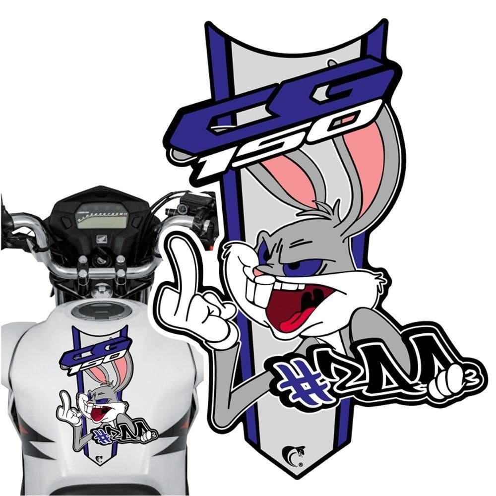 Adesivo Faixa Gravata Sem Resina Moto Cg 150/160 Pernalonga Azul Cor Cg 150