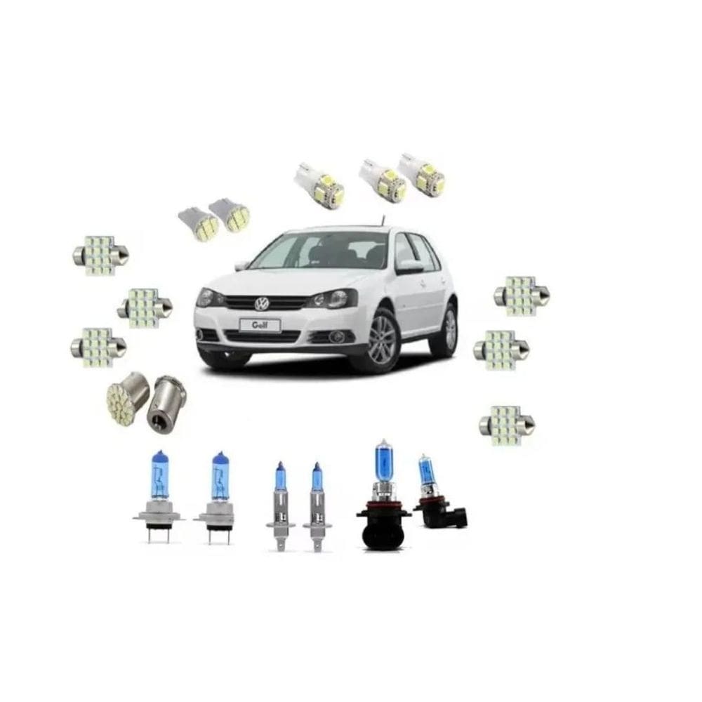 Golf 2011 à 2013 farol alto baixo milha super branca + led