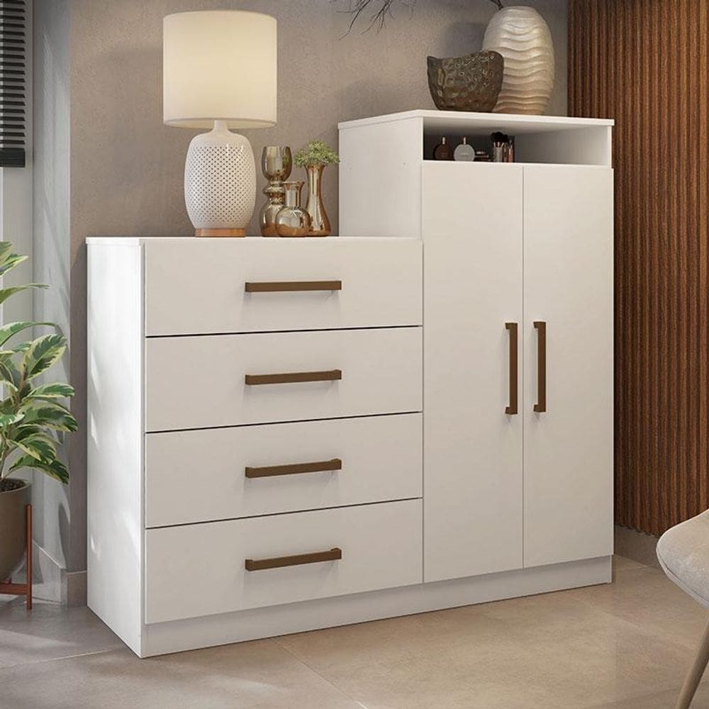 Cômoda Sapateira Ambiente Áurea Branco Brilho – Demóbile