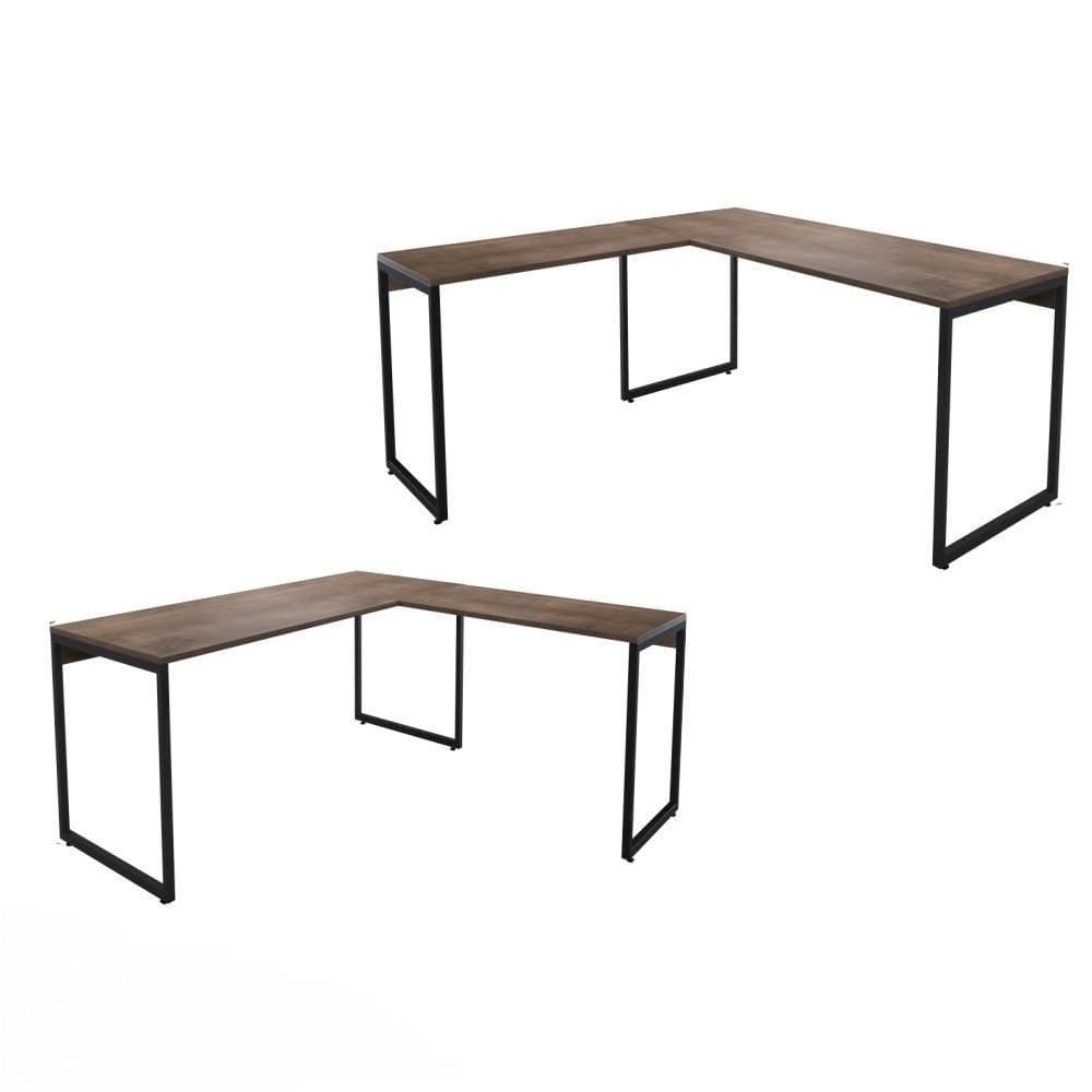 Conjunto De Mesas Em L Levi Castanho Preto