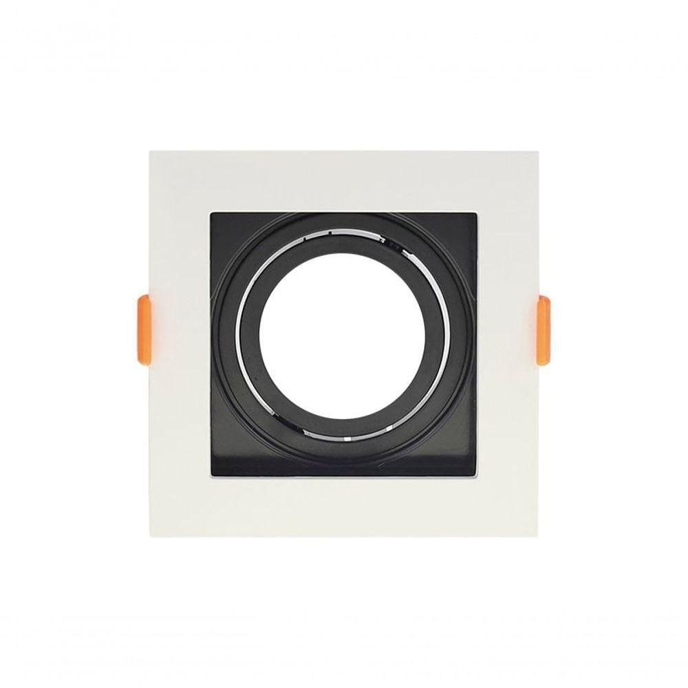 Spot Recuado De Embutir Quadrado Mr16 Branco Com Preto Taschibra