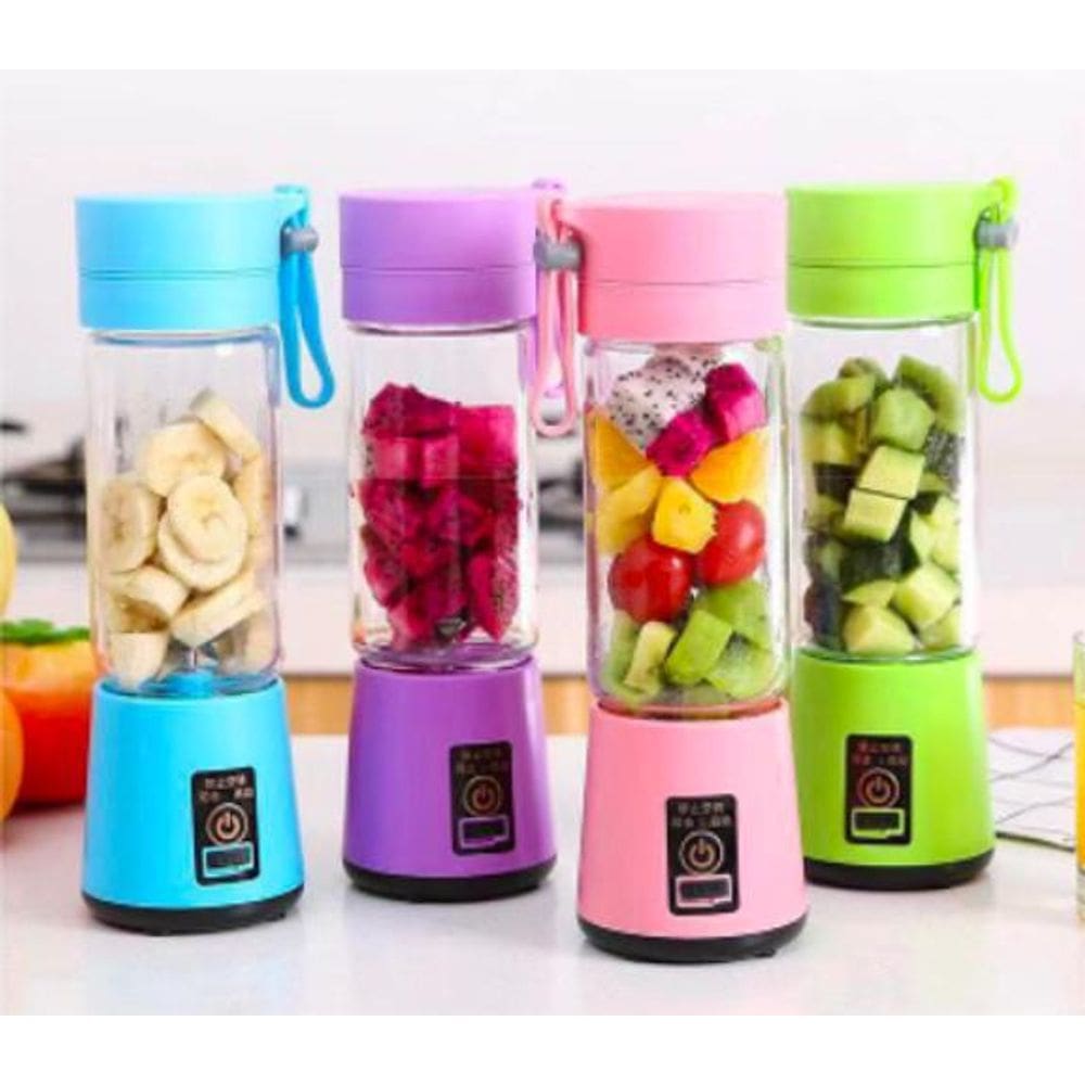Mini liquidificador portátil usb recarregável azul +