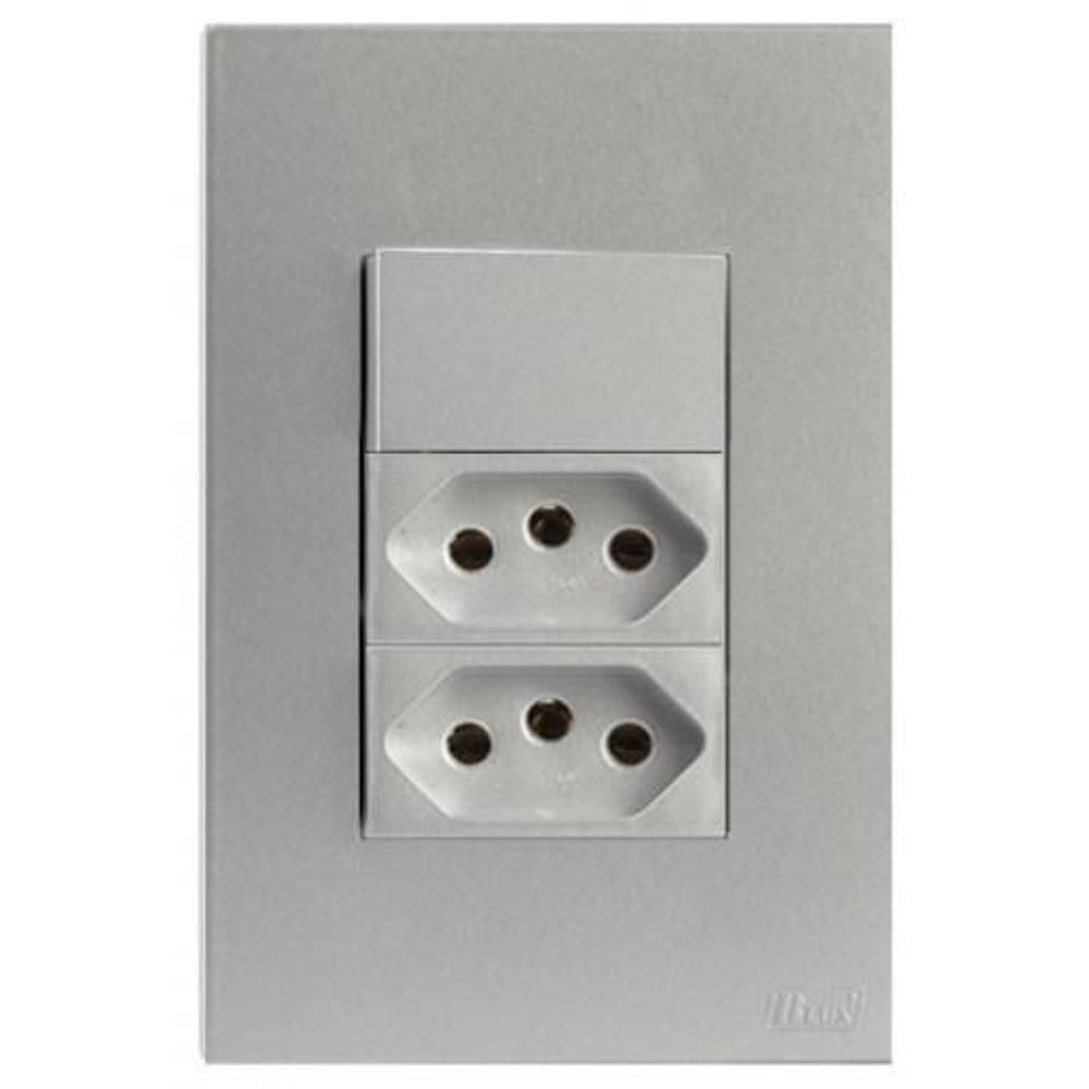 Kit interruptor + tomada dupla 20a 4x2 brs12312-9pr