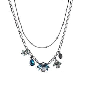 Colar armazem rr bijoux duplo cristal azul grafite