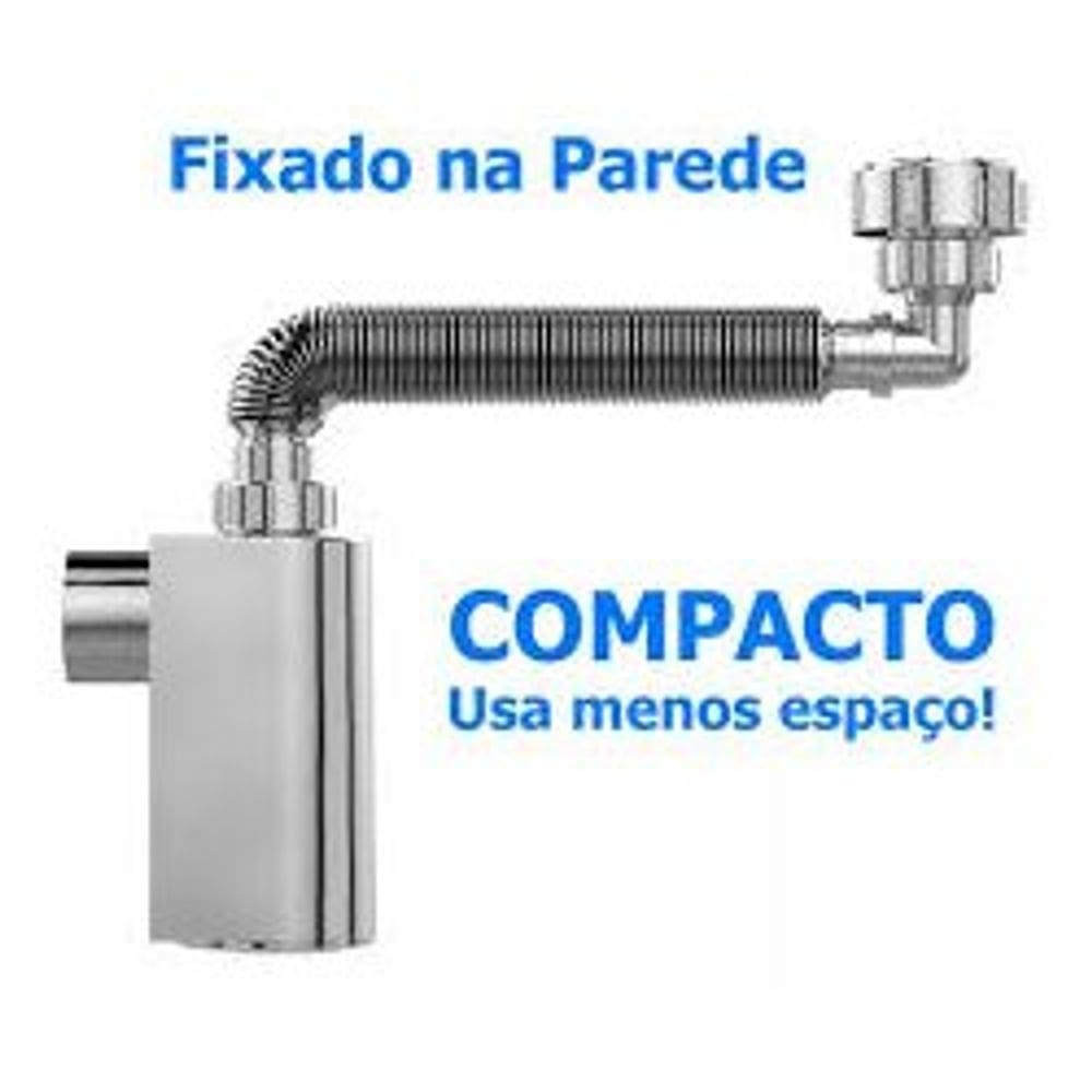 Tubo Extensivo Sifonado Flexível Copo Parede  Cromado Luxo
