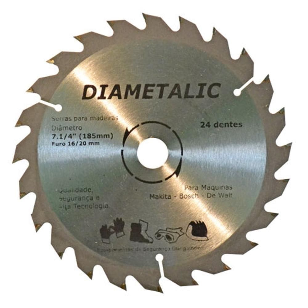 Disco serra para madeira 180mm 7.1/4`` 24 dentes diametalic