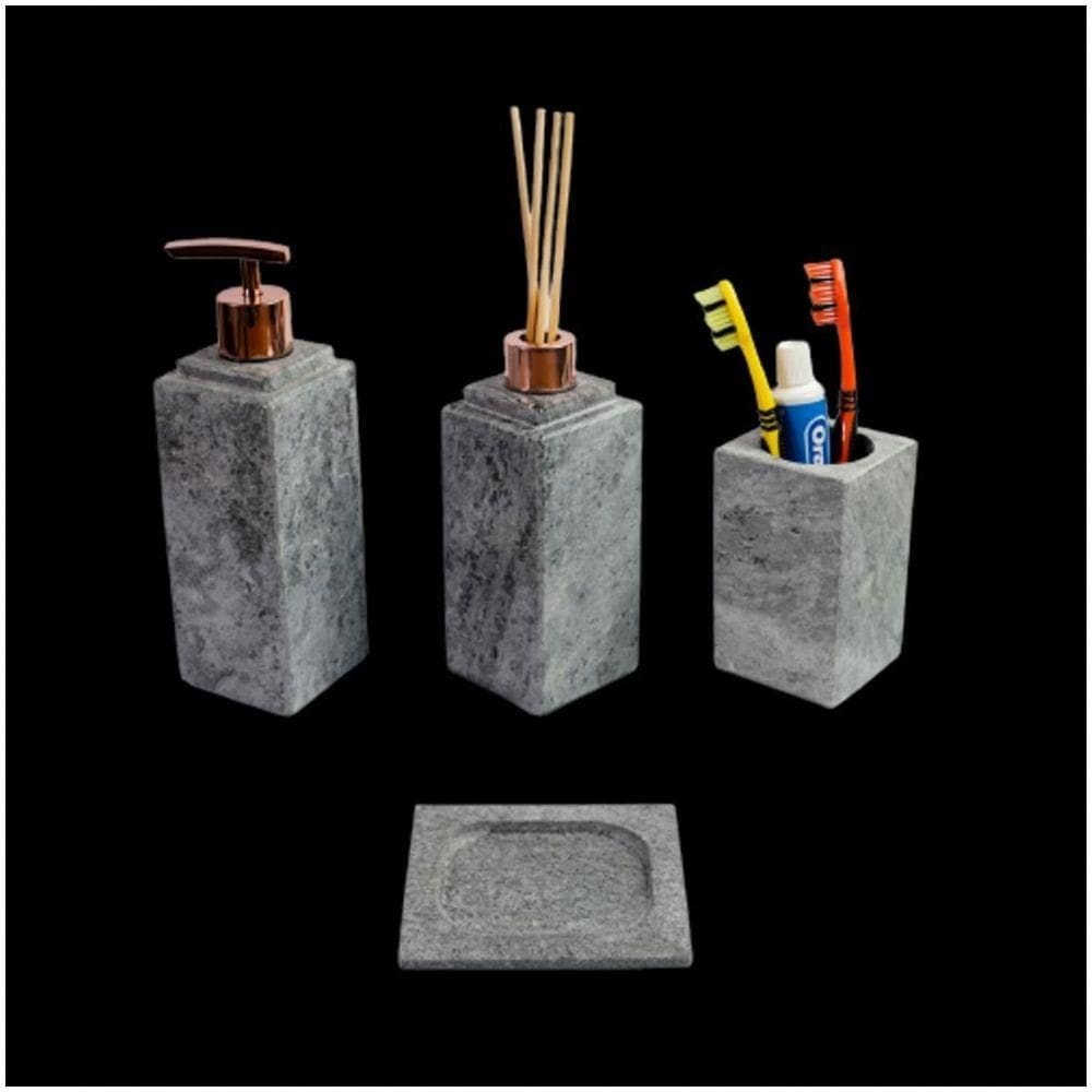 Kit Banheiro Bancada Lavabo Luxo Em Pedra Sabão N04 Rosê