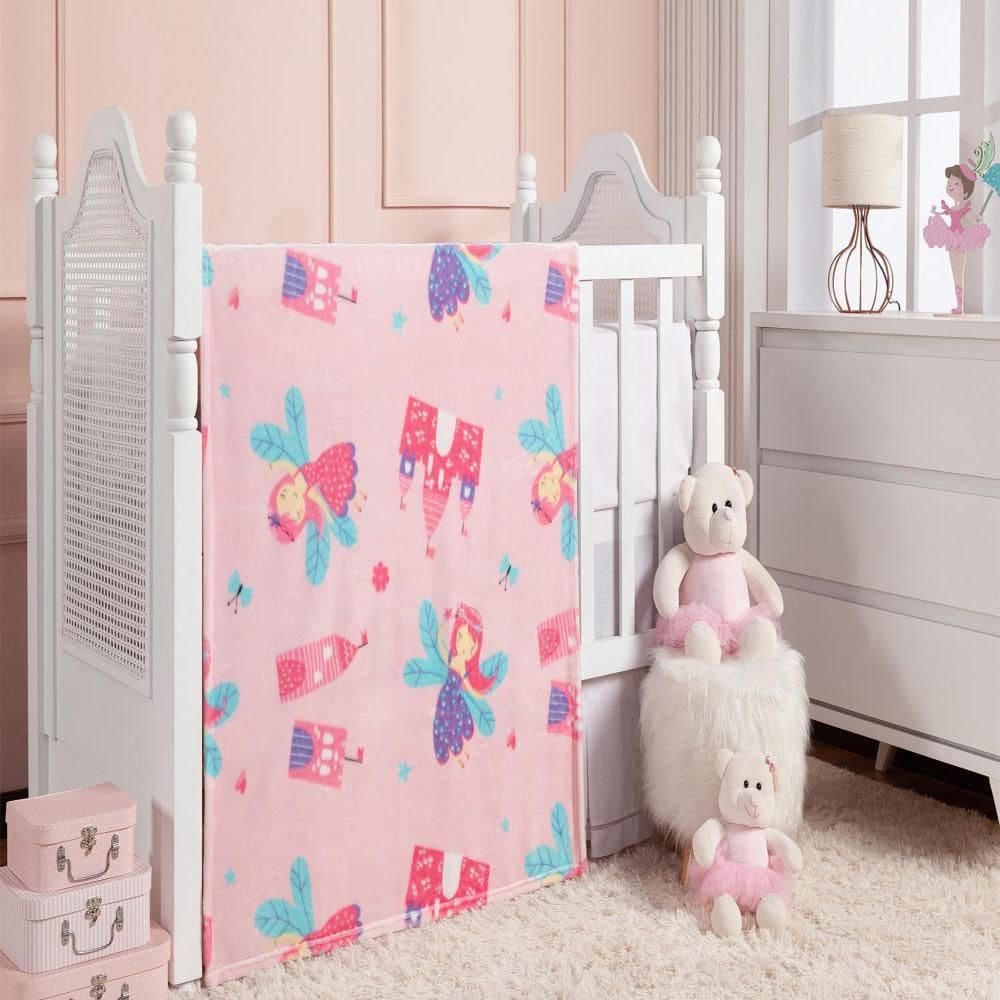 Cobertor De Berço King Etruria Flannel Kids Fadas 110X150