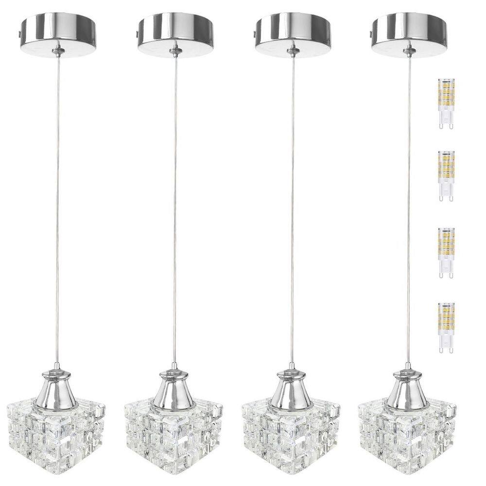 Kit 4 Pendente Cristal Transparente Quadrado Sala Bet43 +