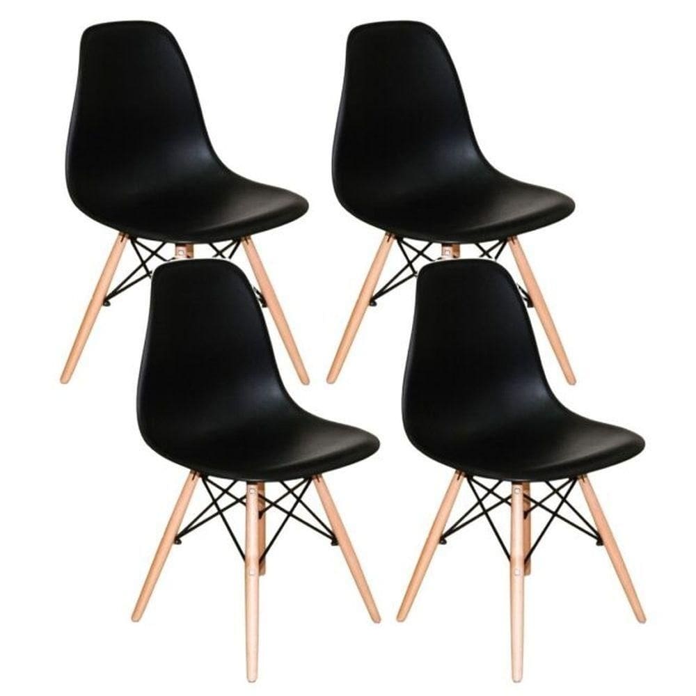 Kit - 4 X Cadeiras Eames Dsw - Madeira