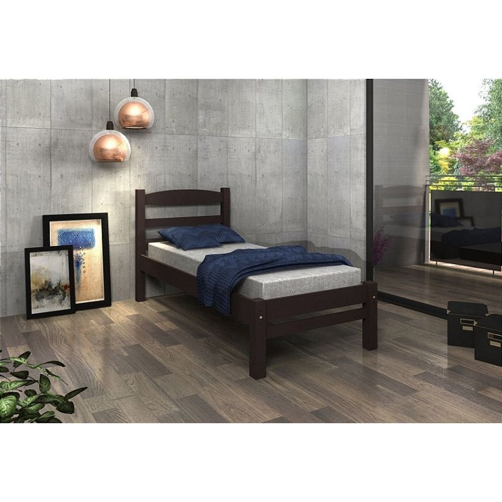 Cama de Solteiro Madeira Maciça Cor Tabaco