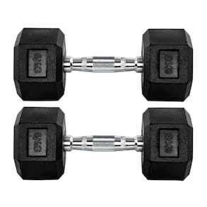 Par Halteres 6kg + 6kg Dumbbell Sextavado Emborrachado Pegada Cromada Gallant (GDb06F3B-Pt)