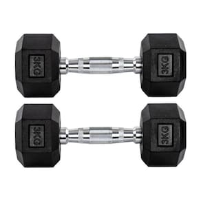 Par Halteres 3kg + 3kg Dumbbell Sextavado Emborrachado Pegada Cromada Gallant (GDb03F3B-Pt)