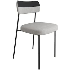 Cadeira Estofada De Jantar Melina F01 Linho Cinza Preto