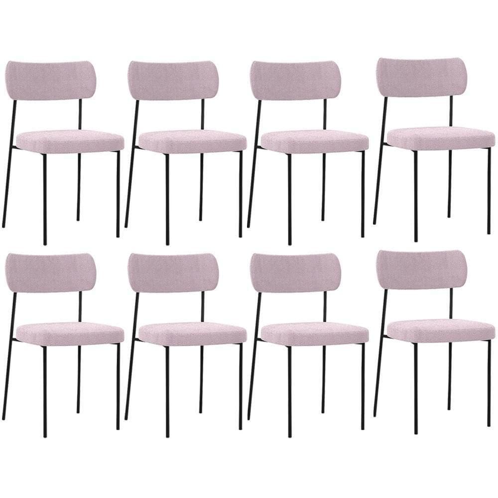 Kit 08 Cadeiras Estofadas Para Sala De Jantar Bouclê Rosê