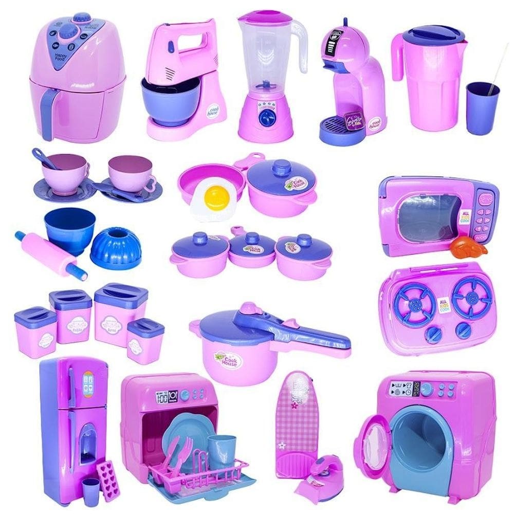 Kit cozinha infantil potes xícara air friyer panelas 39pç