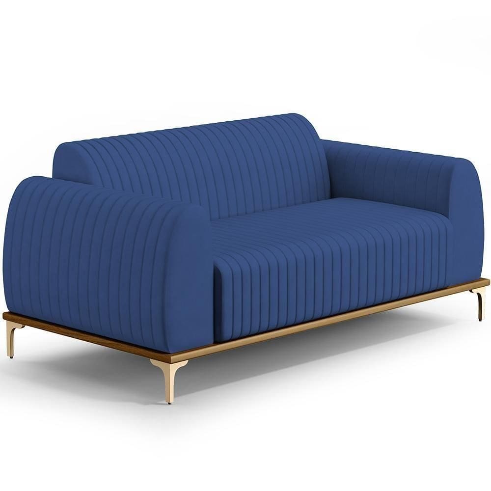 Sofá 2 Lugares Molino 150cm Pés D`ouro Azul Marinho C-304