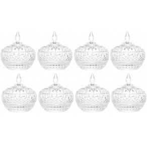 Kit 8pcs potiche baleiro bomboniere de vidro cristal c/tampa