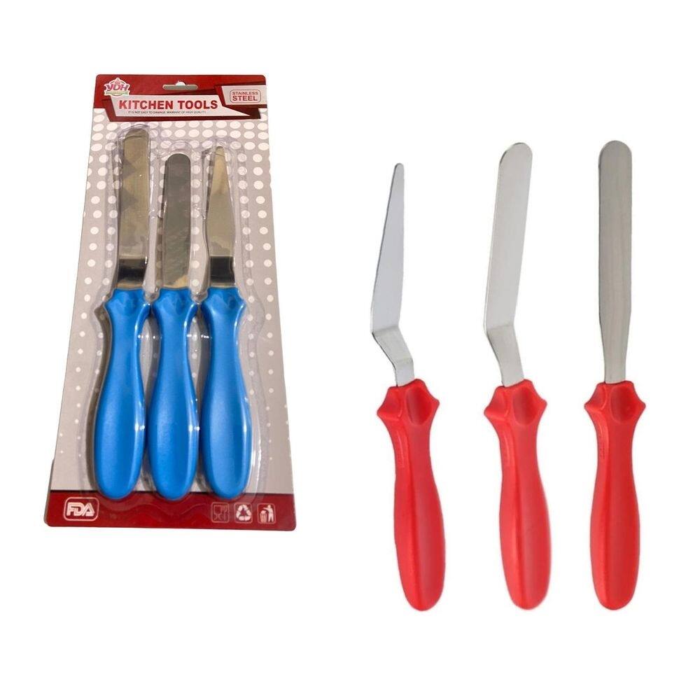 Kit espátula confeitaria alisadores de bolo inox 3 peças
