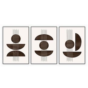 Kit Com 3 Quadros Decorativos Abstratos Com Moldura Para Sala Quarto Escritório 67x923 Abstrato 007