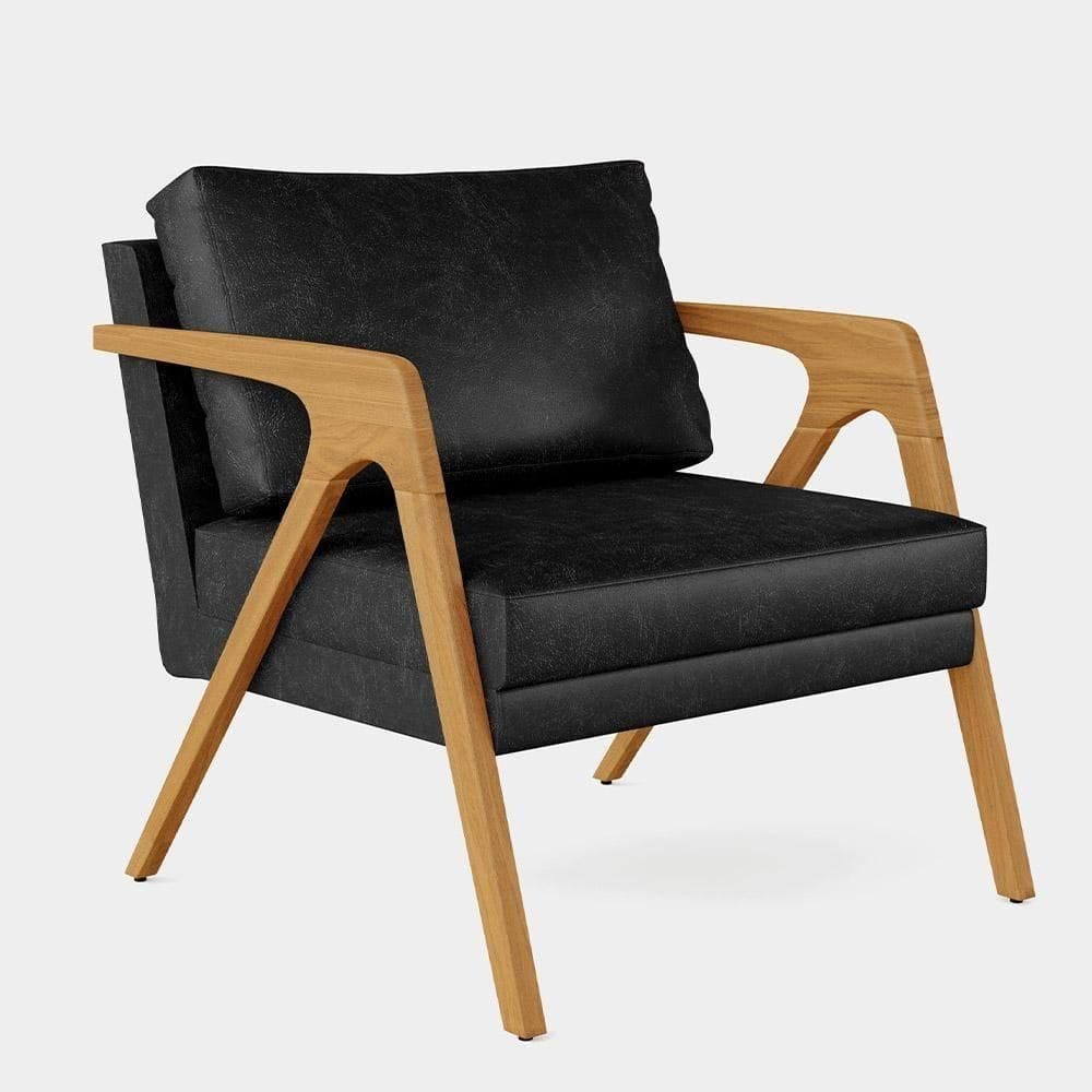 Poltrona Pietra Com Estrutura Madeira Preto Brilho