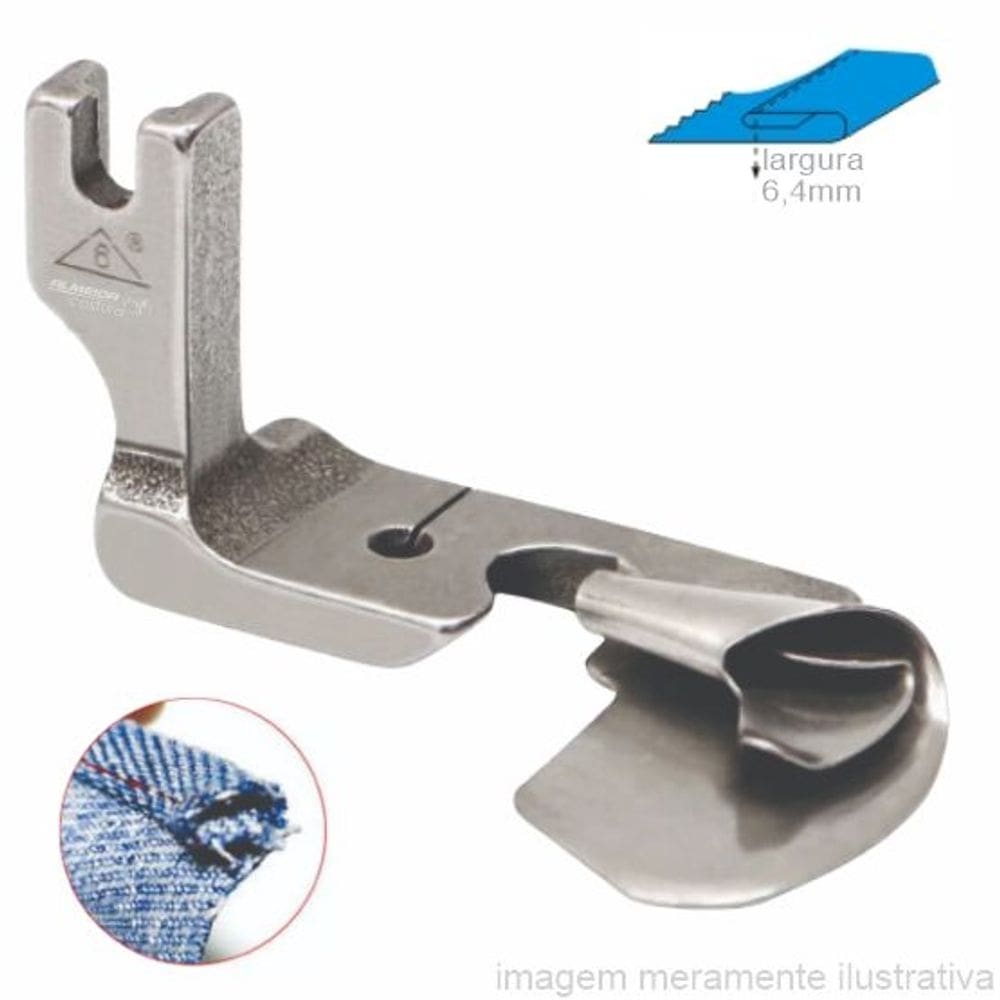 Calcador Para Costura Reta Industrial Com Aparelho De Bainha, Barra - 6,4Mm