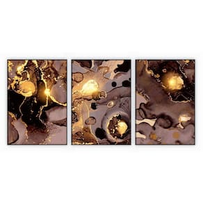 Kit Com 3 Quadros Decorativos Abstratos Com Moldura Para Sala Quarto Escritório 52x72 Abstrato 013