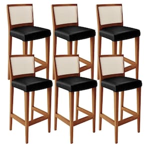 Kit 06 Banquetas Alta Para Encosto Tela Branco Preto Brilho