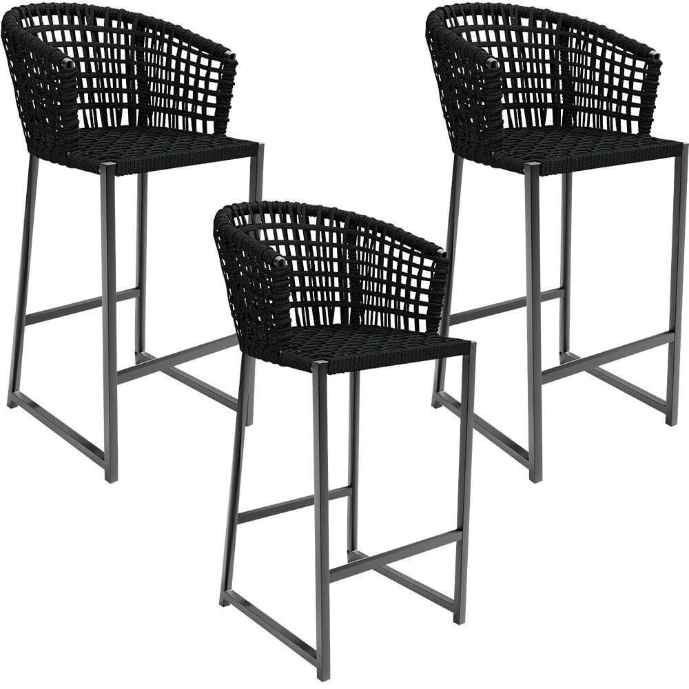 Kit 03 Banqueta Área Gourmet Cozinha Varanda D04 Preto