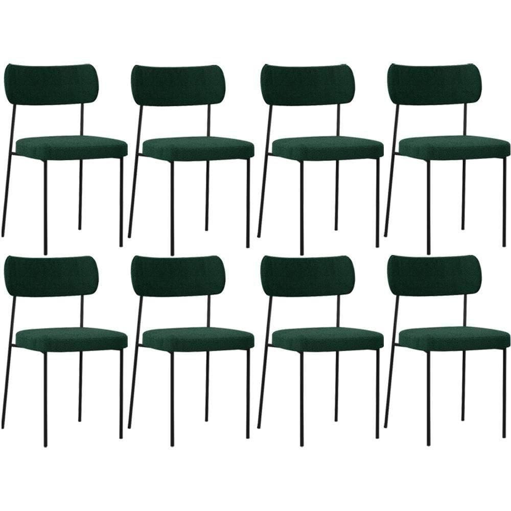 Kit 08 Cadeiras Estofadas Para Sala De Jantar Bouclê Verde