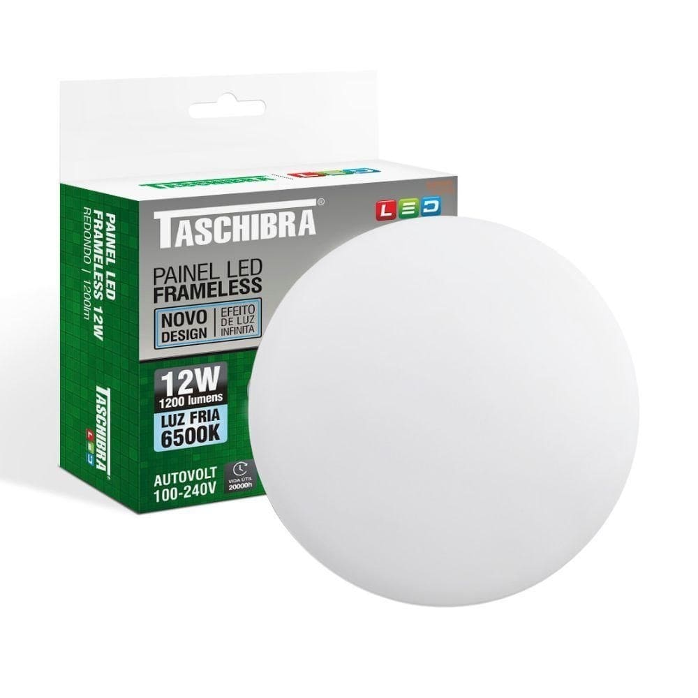 Painel De Led Frameless Redondo Embutir/sobrepor 12w Bivolt Taschibra 6500k Luz Fria
