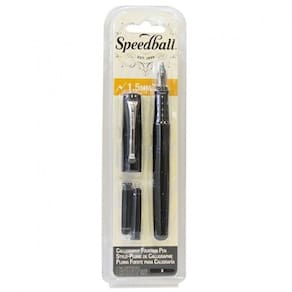 Caneta tinteiro speedball caligráfica pena 1.5mm itálica