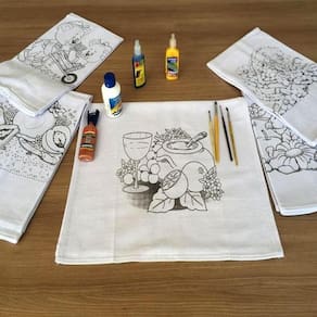 Pano De Prato Estampado Tradicional 12 Unidades Branco