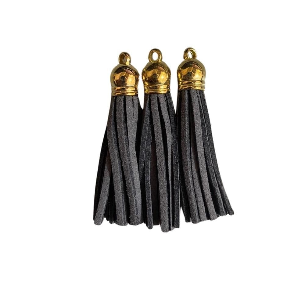 Pingente tassel de camurça 3cm mf-46 cinza cinza 12un - kit