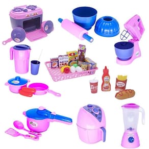 Kit brinquedo cozinha menina eletro panela comida 35 peças