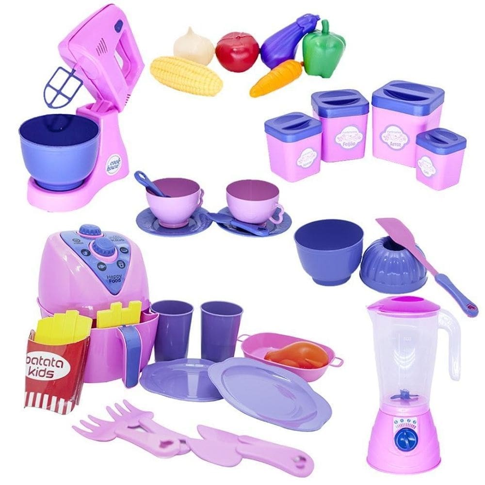 Kit jantar menina forma pote brinquedo casinha xícaras 35pç