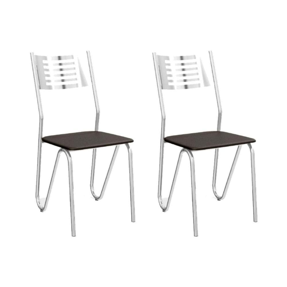 Kit 2 Cadeiras Sala Jantar Nápoles 2C045 2 Un Cromado/Courano Preto - Kappesberg