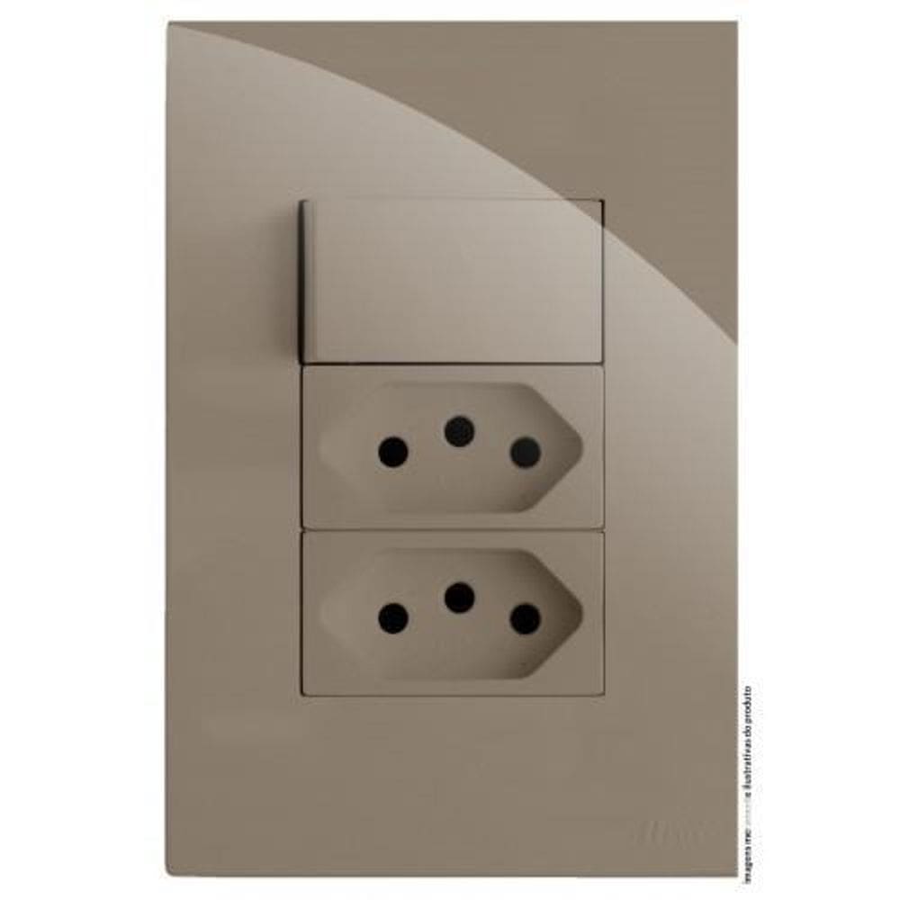 Kit interruptor simples + tomada dupla 10a 4x2 brg11342-5fe