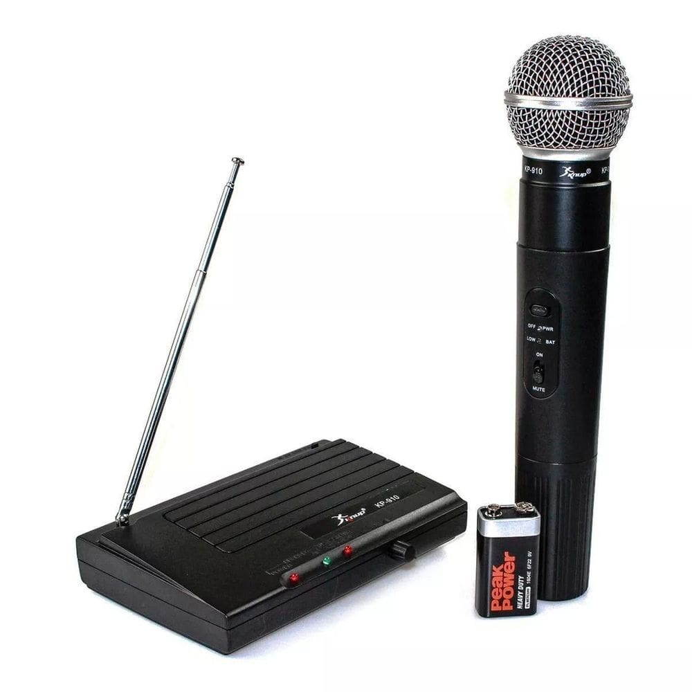 Microfone sem fio uhf wireless bivolt karaokê pro kp-910