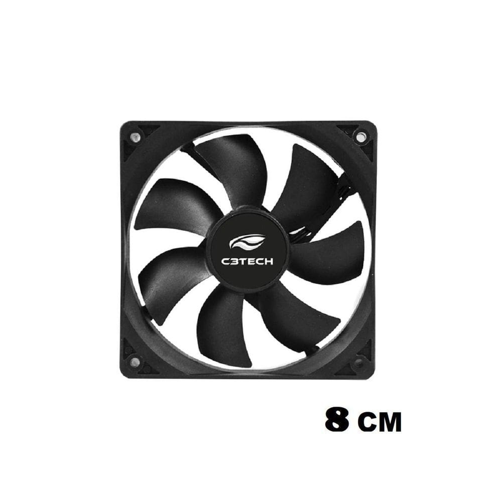 Fan cooler preto 8cm 80mm sem led c3tech