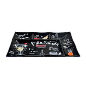 Petisqueira de vidro pina colada com 6 divisórias