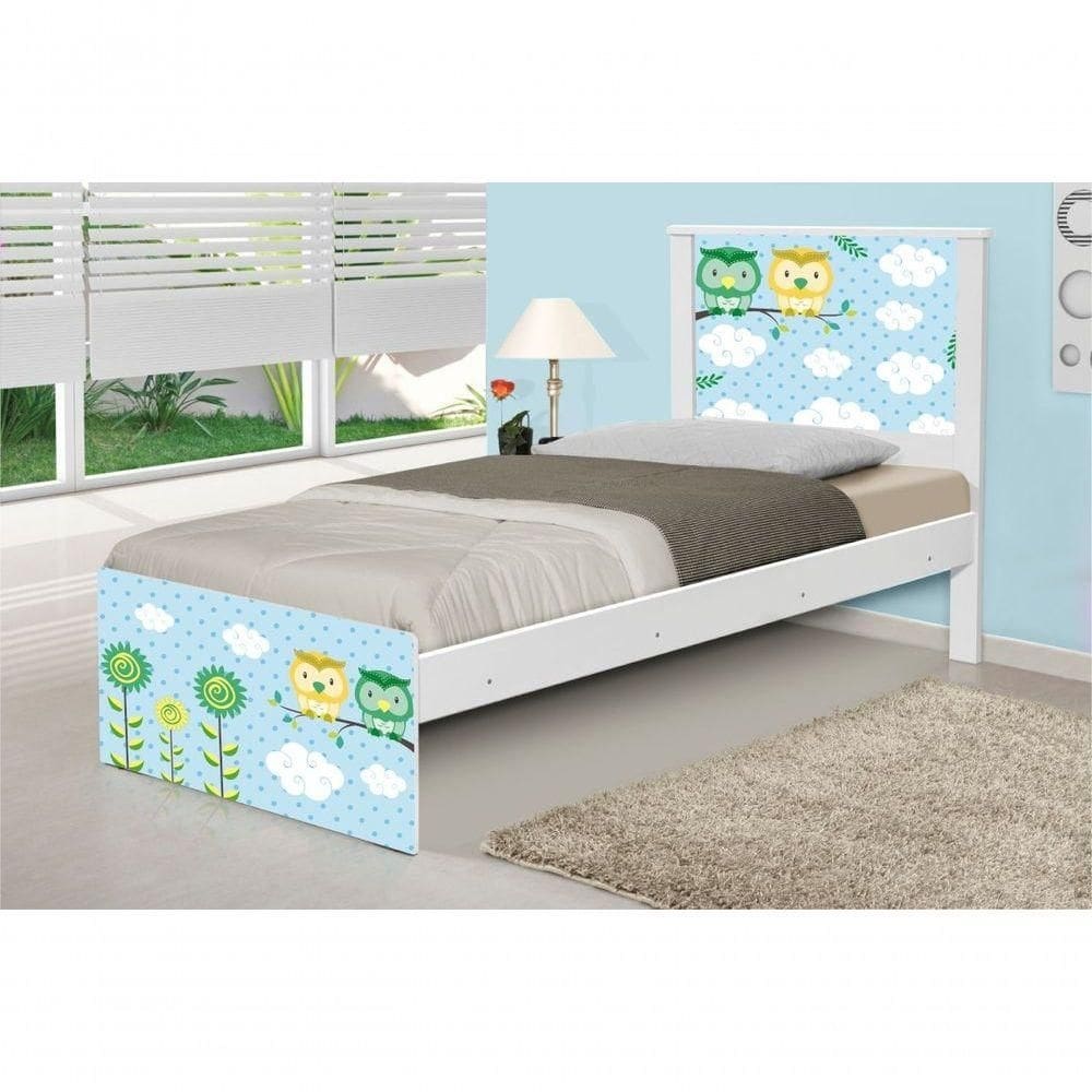 Cama Solteiro Adesivada Corujinhas Com Colchão