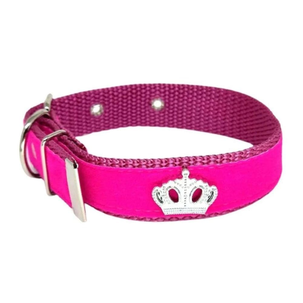 Coleira De Camurça Aplique 25Mm Cachorro Nicapet Rosa Nº 7